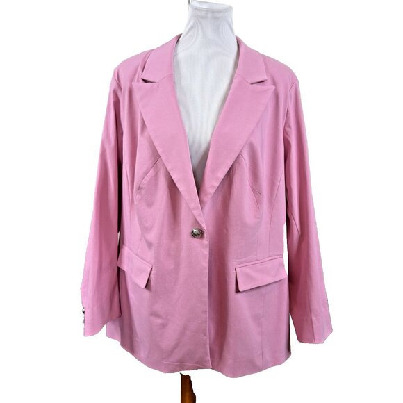 LANE BRYANT  The Bryant Ponte Stretch Pink Blazer Jacket Size 24 Barbiecore - Picture 1 of 9